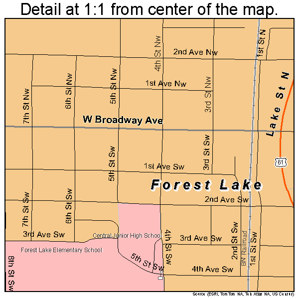 Forest Lake, Minnesota road map detail