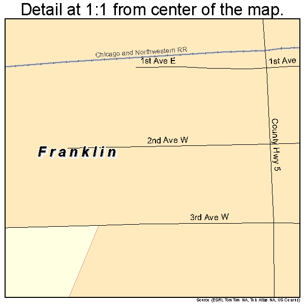 Franklin, Minnesota road map detail