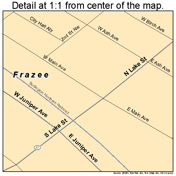 Frazee, Minnesota road map detail