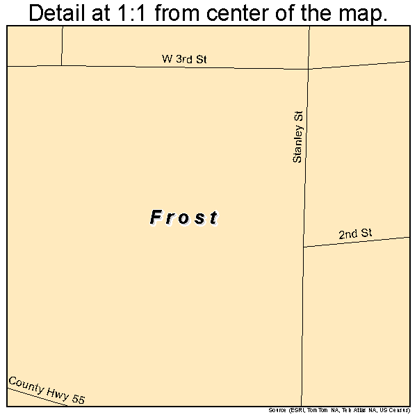 Frost, Minnesota road map detail