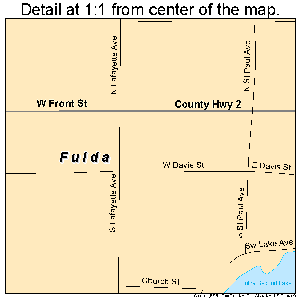 Fulda, Minnesota road map detail