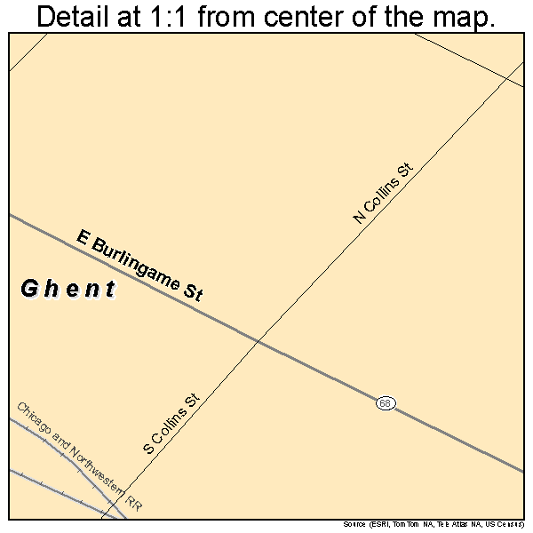 Ghent, Minnesota road map detail