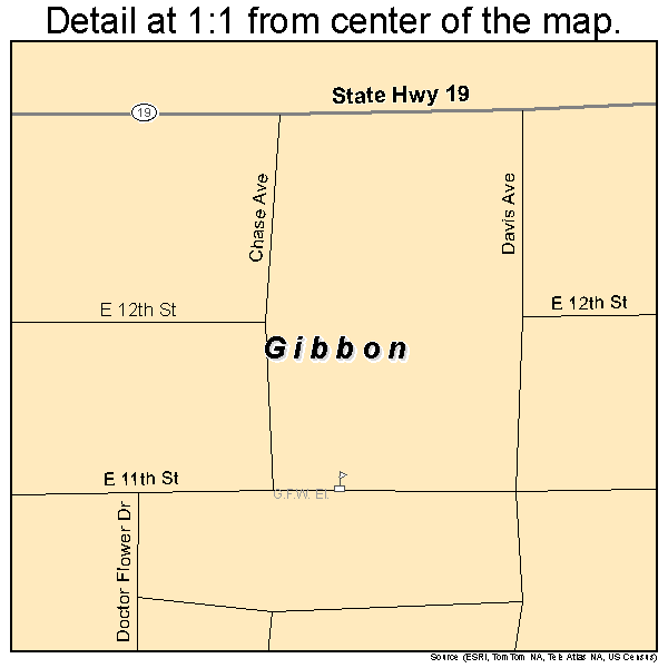 Gibbon, Minnesota road map detail