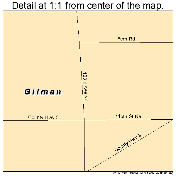 Gilman, Minnesota road map detail