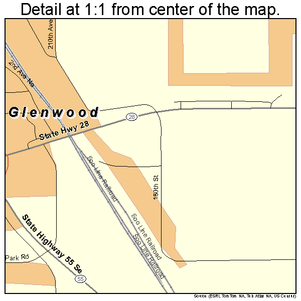 Glenwood, Minnesota road map detail