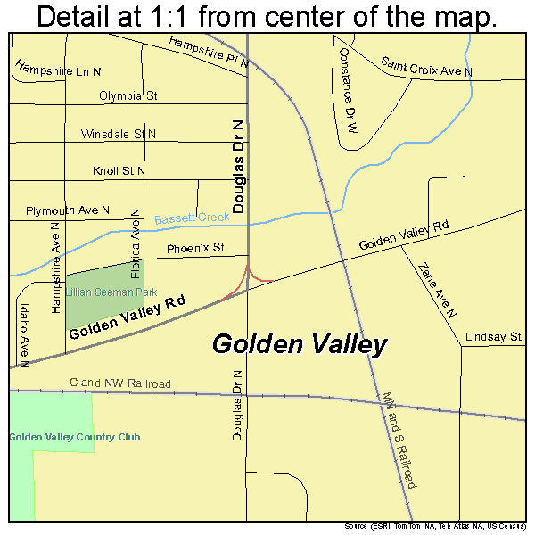 Golden Valley, Minnesota road map detail