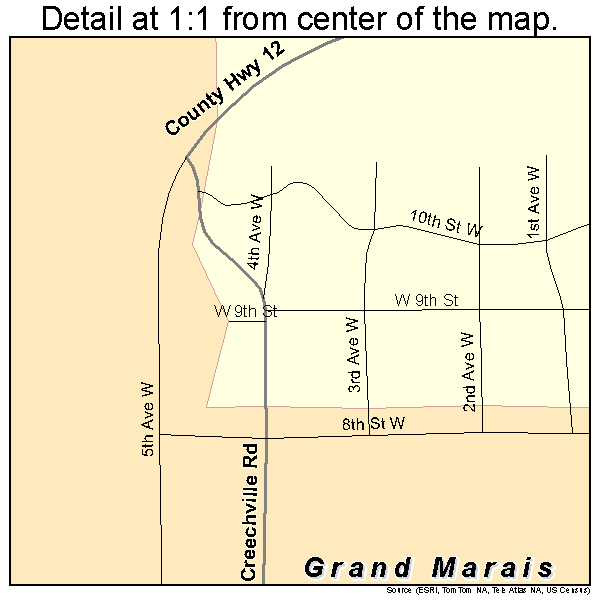Grand Marais, Minnesota road map detail