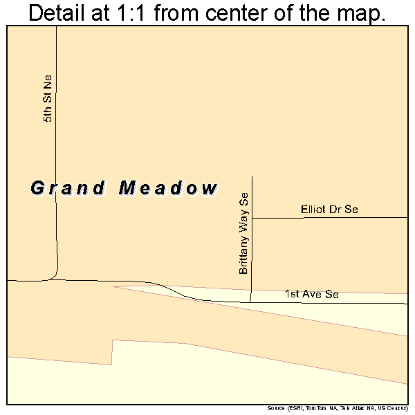 Grand Meadow, Minnesota road map detail