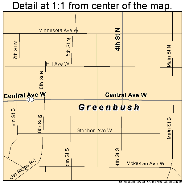 Greenbush, Minnesota road map detail