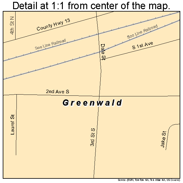 Greenwald, Minnesota road map detail