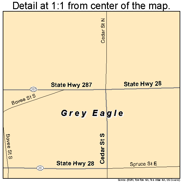 Grey Eagle, Minnesota road map detail