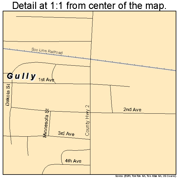 Gully, Minnesota road map detail