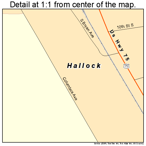 Hallock, Minnesota road map detail