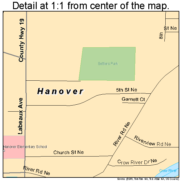 Hanover, Minnesota road map detail