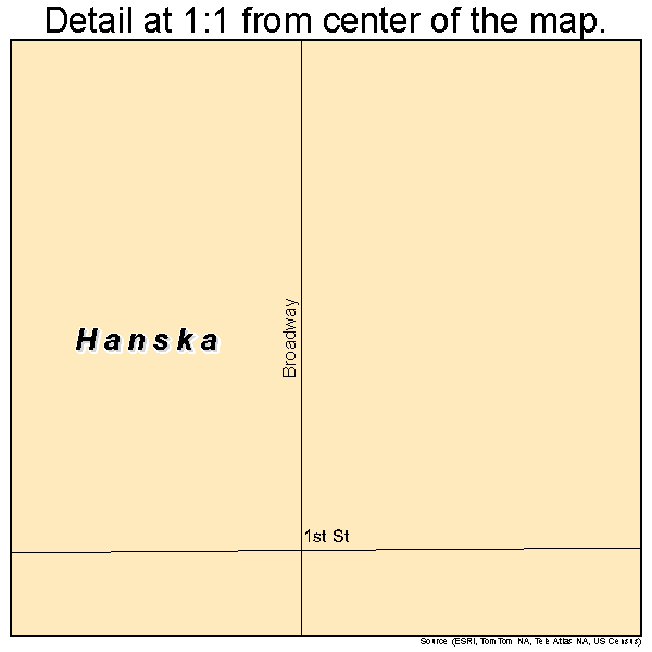 Hanska, Minnesota road map detail