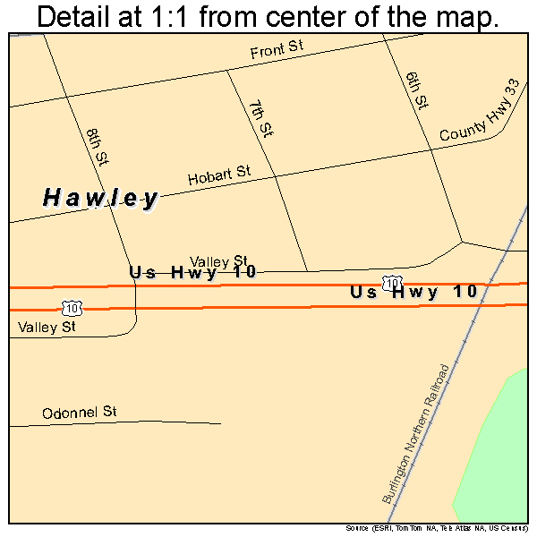 Hawley, Minnesota road map detail
