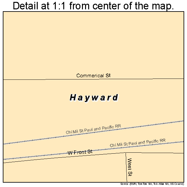 Hayward, Minnesota road map detail