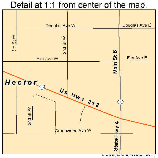 Hector, Minnesota road map detail