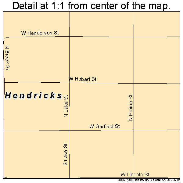 Hendricks, Minnesota road map detail