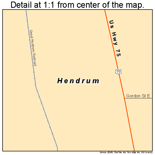 Hendrum, Minnesota road map detail