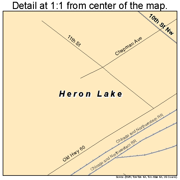 Heron Lake, Minnesota road map detail