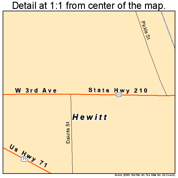 Hewitt, Minnesota road map detail