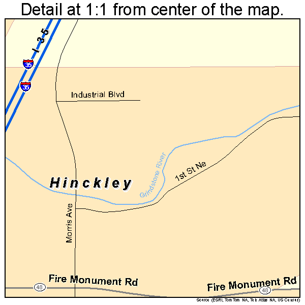 Hinckley, Minnesota road map detail