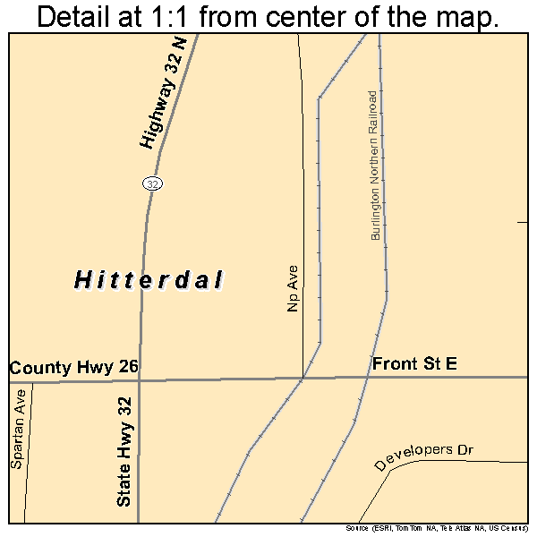 Hitterdal, Minnesota road map detail