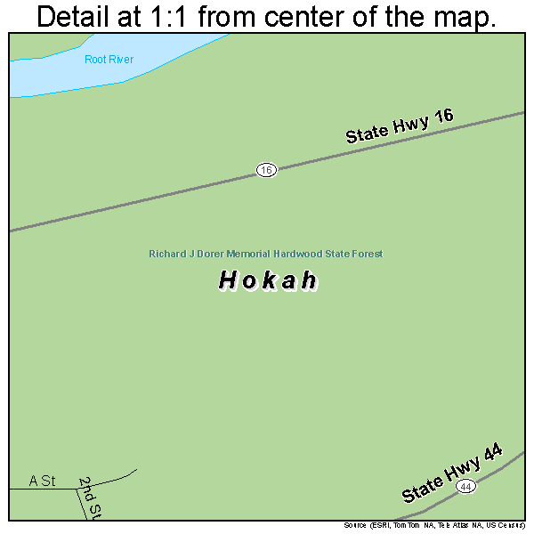 Hokah, Minnesota road map detail