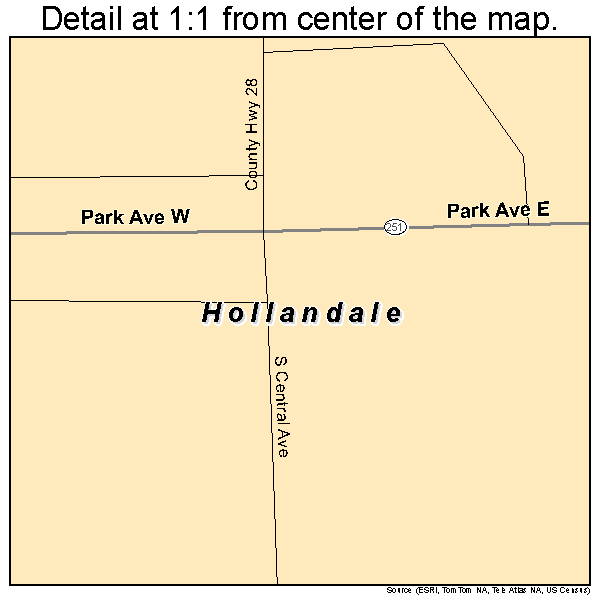Hollandale, Minnesota road map detail