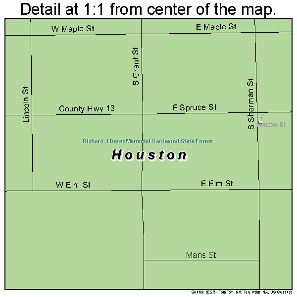 Houston, Minnesota road map detail