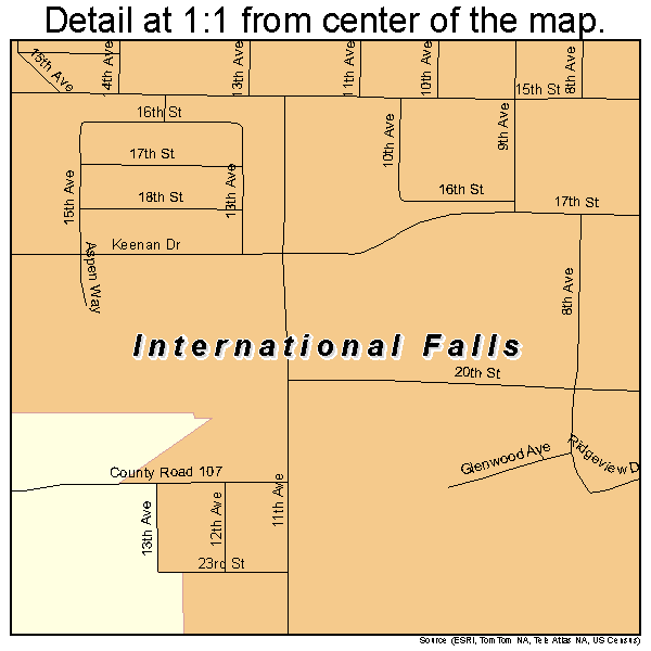 International Falls, Minnesota road map detail