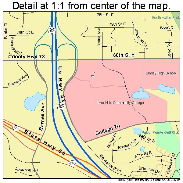 Inver Grove Heights, Minnesota road map detail