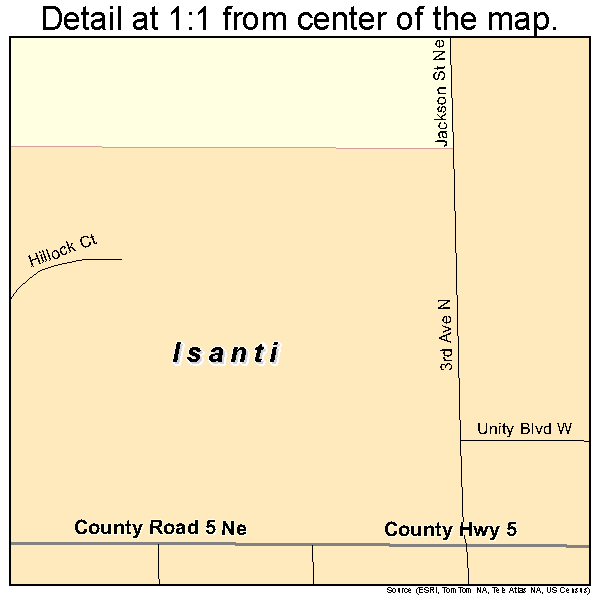 Isanti, Minnesota road map detail
