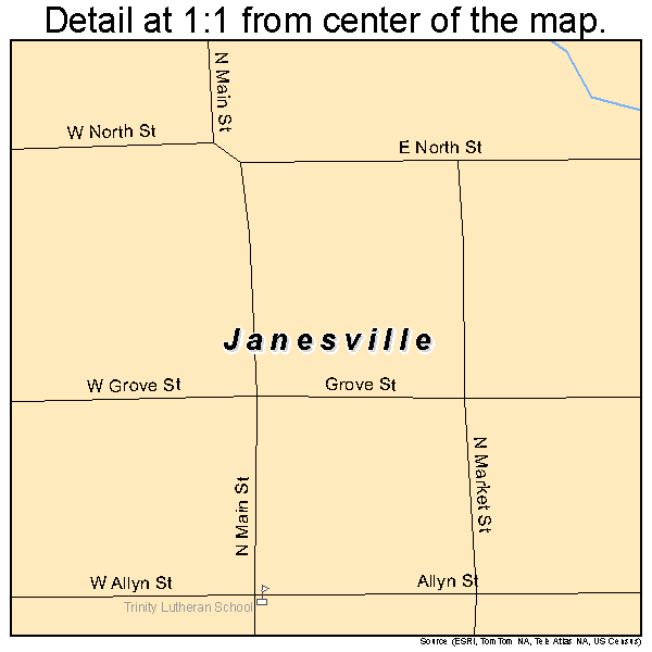 Janesville, Minnesota road map detail