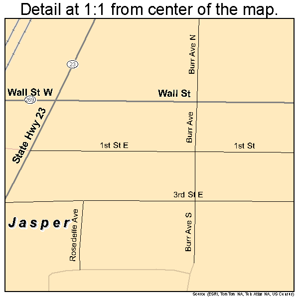 Jasper, Minnesota road map detail