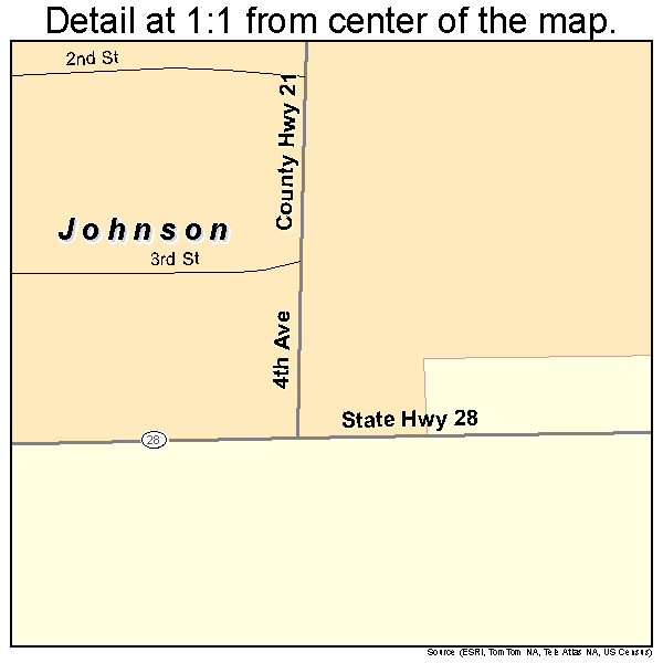 Johnson, Minnesota road map detail