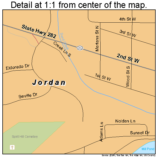 Jordan, Minnesota road map detail