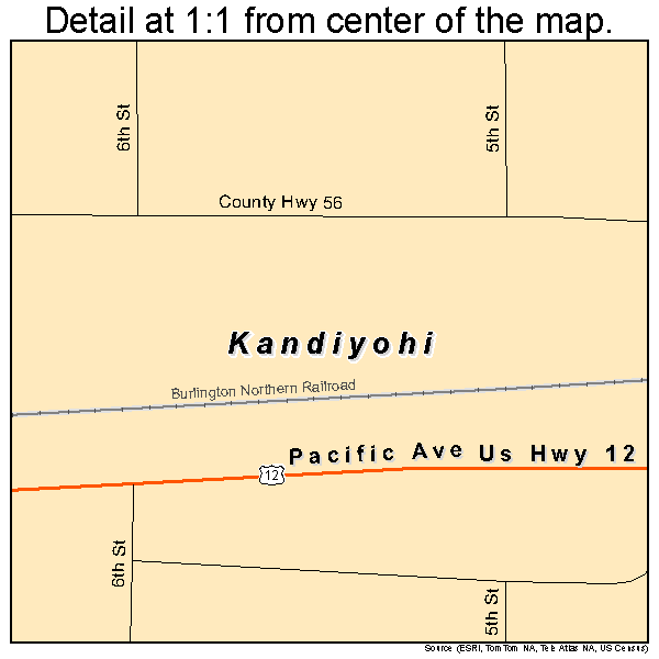 Kandiyohi, Minnesota road map detail