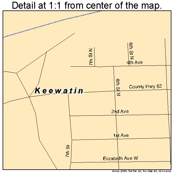 Keewatin, Minnesota road map detail