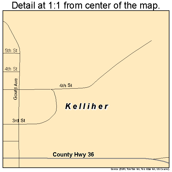 Kelliher, Minnesota road map detail