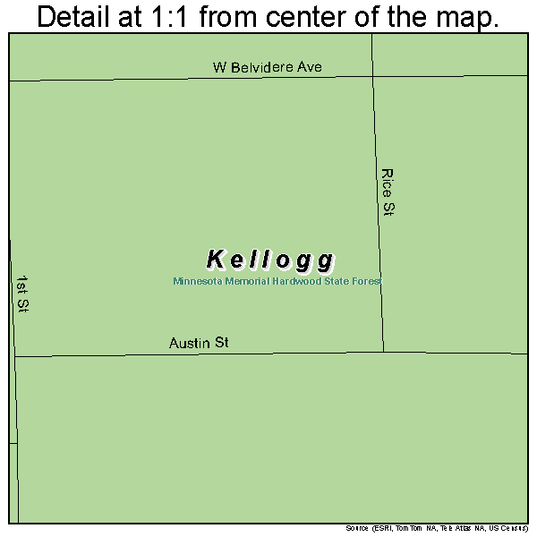 Kellogg, Minnesota road map detail