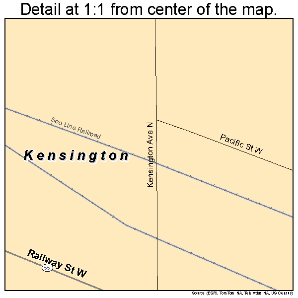 Kensington, Minnesota road map detail