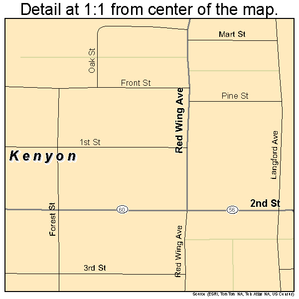 Kenyon, Minnesota road map detail