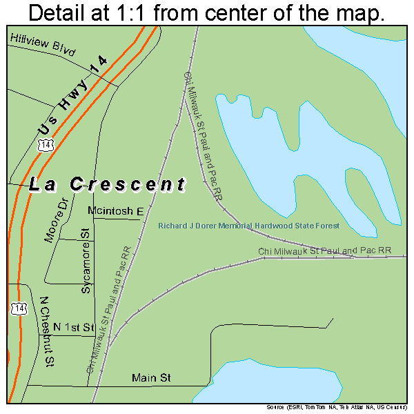 La Crescent, Minnesota road map detail