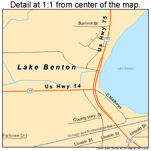 Lake Benton, Minnesota road map detail