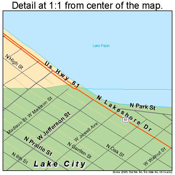 Lake City, Minnesota road map detail