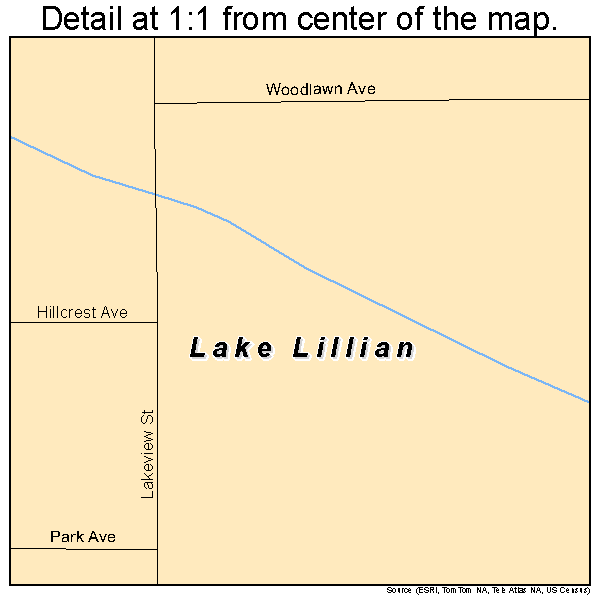 Lake Lillian, Minnesota road map detail