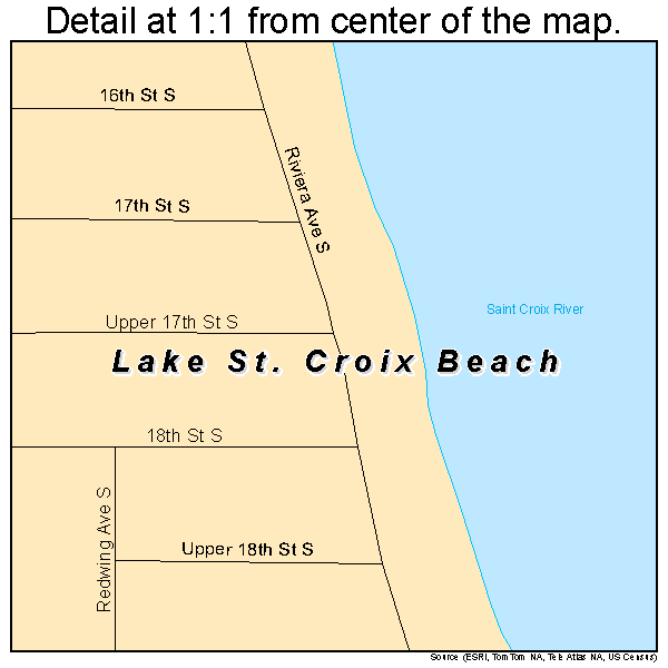 Lake St. Croix Beach, Minnesota road map detail