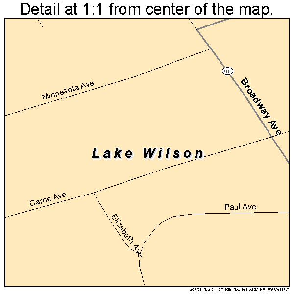 Lake Wilson, Minnesota road map detail